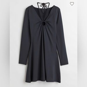 H&M V-Neck Mini Dress Black Large